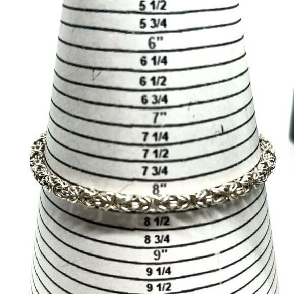 VINTAGE ITALY 925 Solid Sterling Silver Byzantine Link Bracelet Dainty Classic - Picture 12 of 12